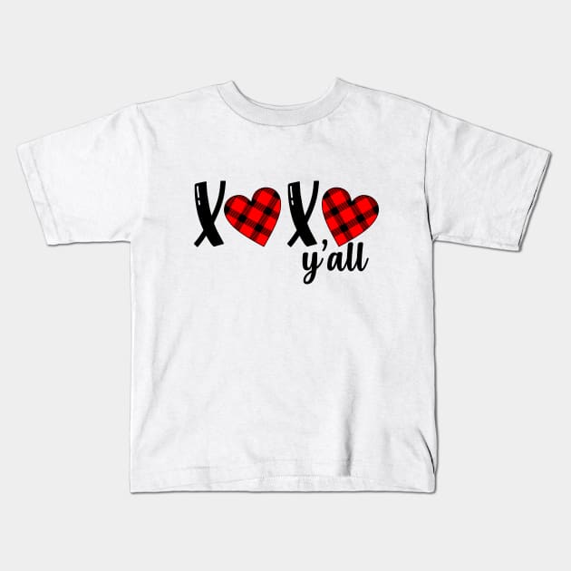 Plaid heart xoxo all hugs and kisses Love Valentines Day gift Kids T-Shirt by KazSells